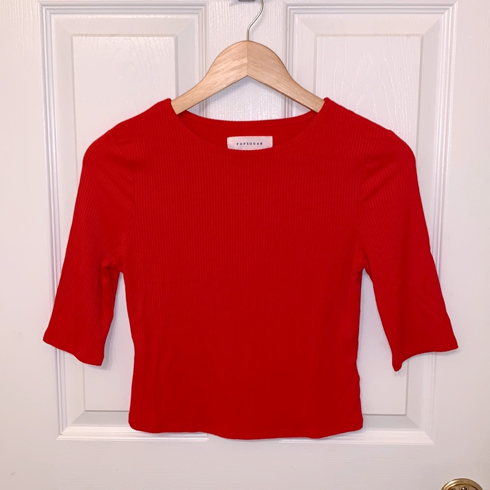 Red tight half sleeve shirt